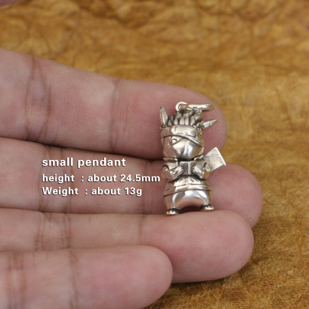 Q Version 925 Sterling Silver Cute Japanese Ninjas Captain Pendant TA358A HZ