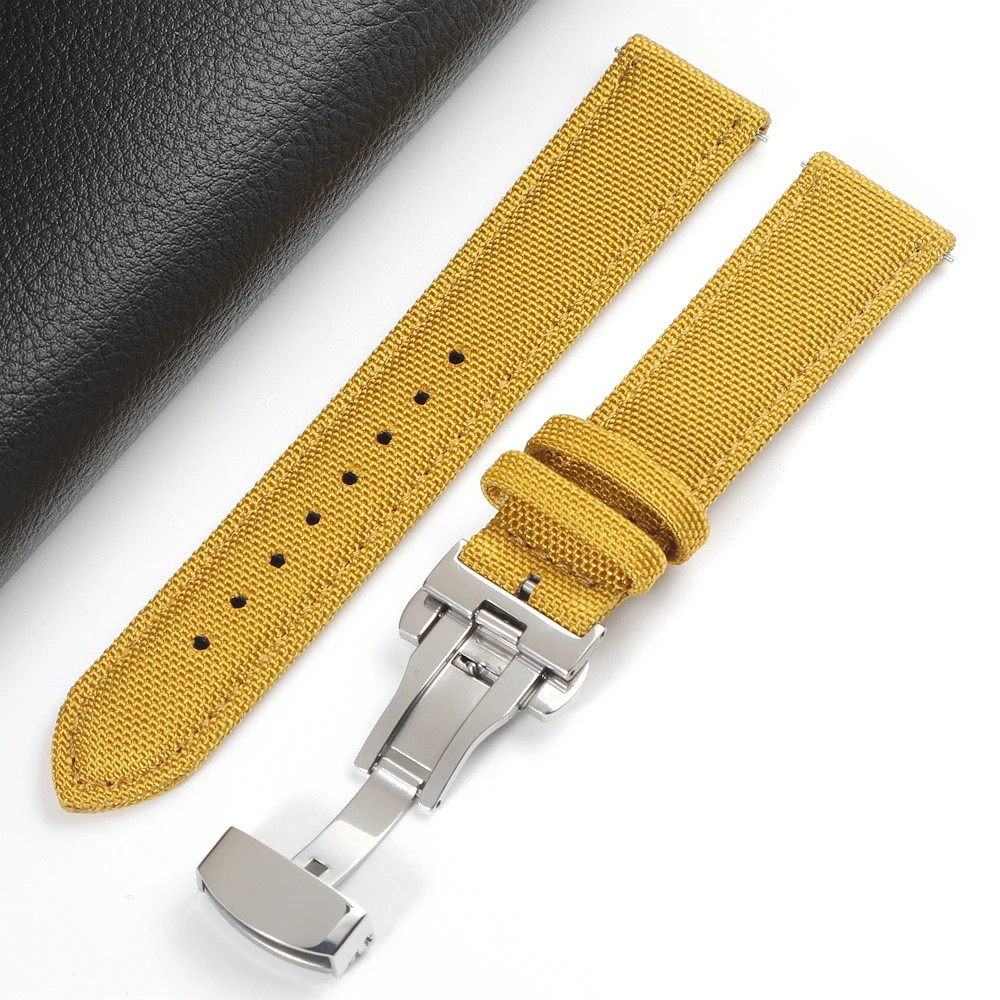 Quick Release Nylon Sailcloth Watch Strap 20mm 22mm Butterfly Buckle Band