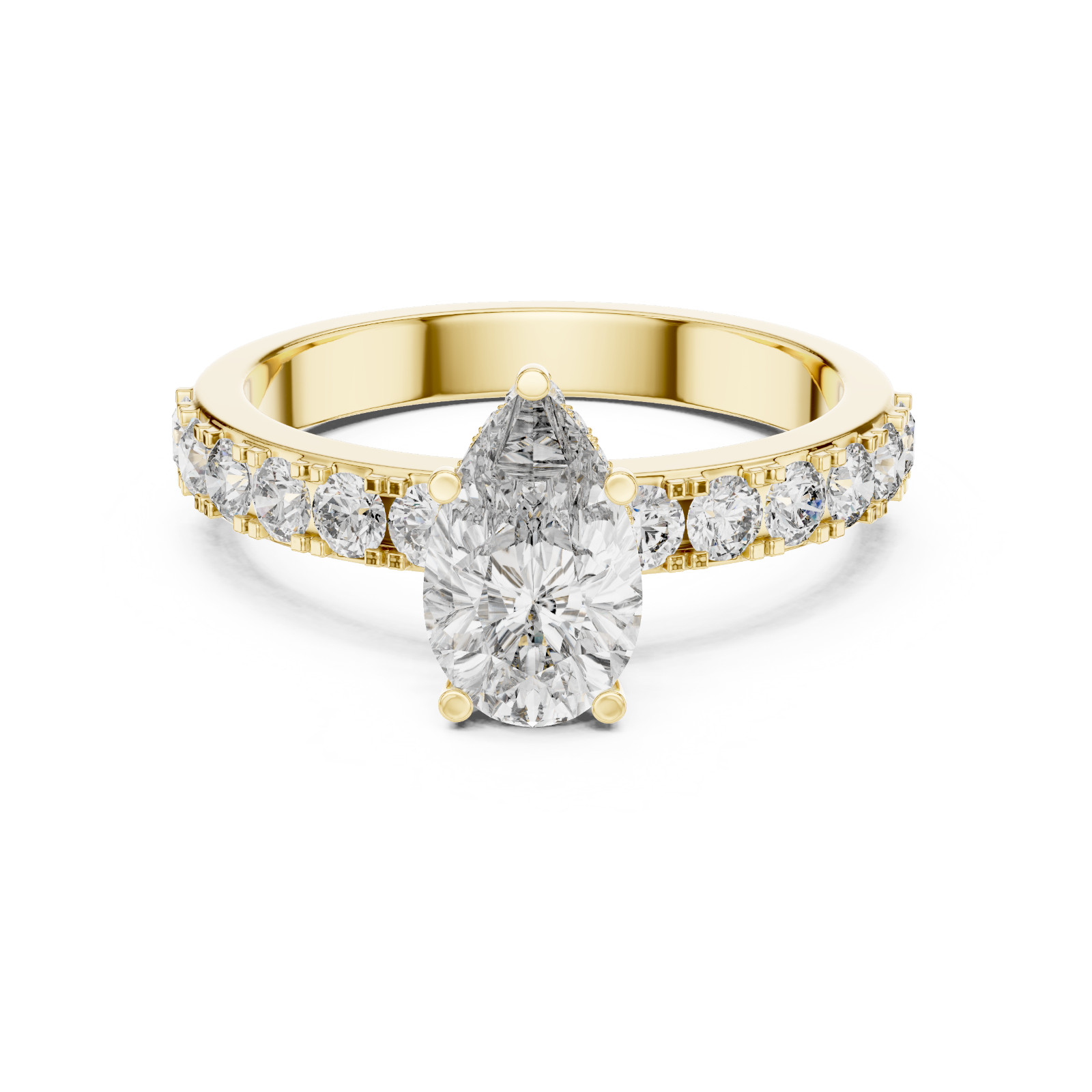 2.00 Ct Pear Cut Natural Moissanite Engagement Wedding Ring 925 Sterling Silver