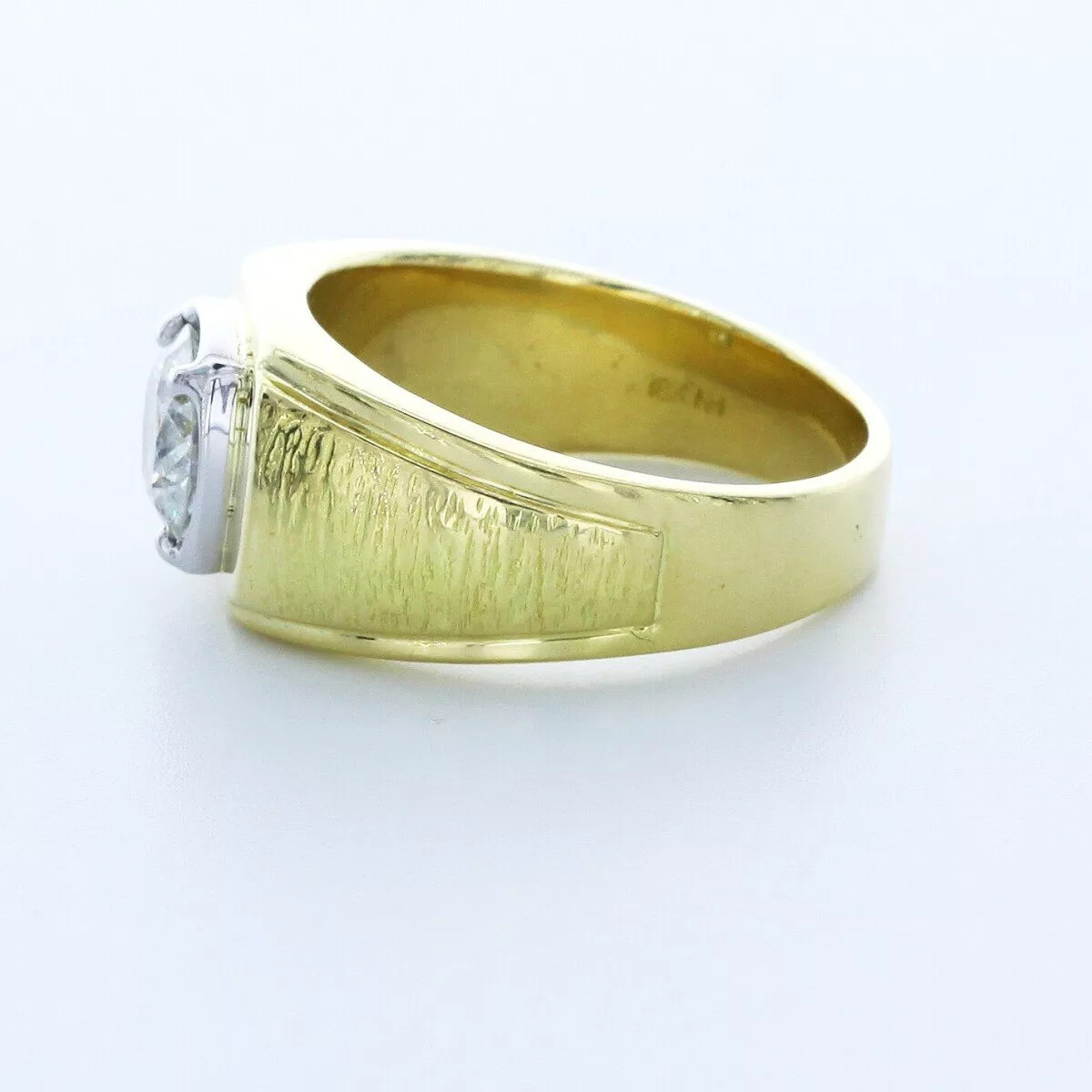 Solitaire Mens Ring Solid 18K Yellow Gold 1.54 CT Round Lab-Grown Diamond F SI2