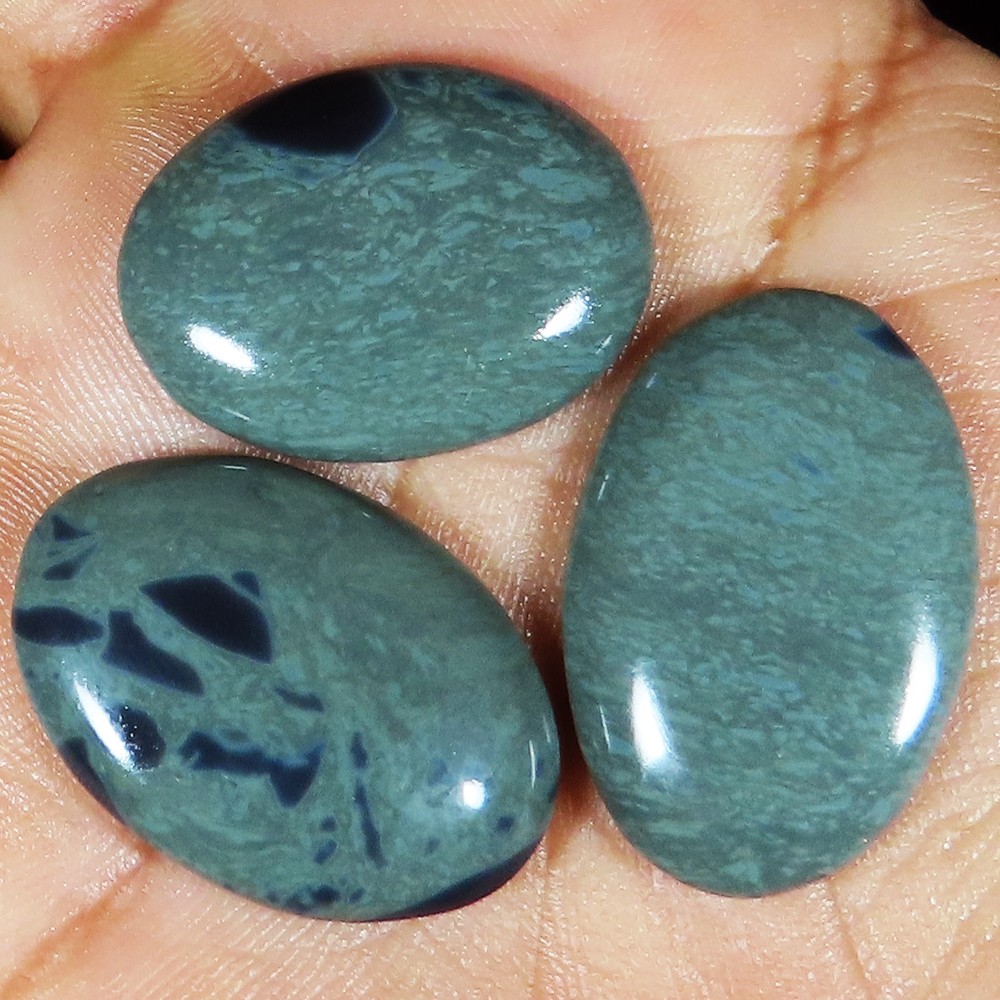 60.20 Cts Natural Spiderweb Obsidian Oval Cabochon ~3 PCs Lot~ Gemstone LP_109