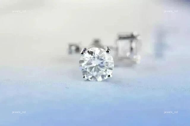 Brilliant Cut Natural Diamond 14K White Gold Prong Wedding Stud Post Earrings