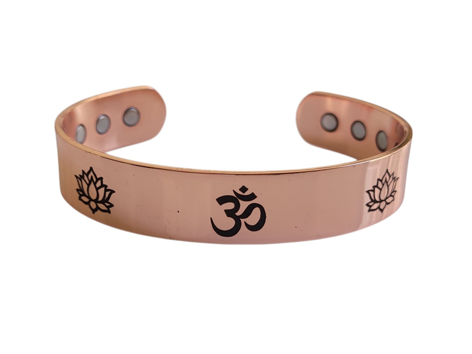 OM Lotus Solid Copper Magnetic Bracelet Arthritis Pain Therapy Healing Cuff
