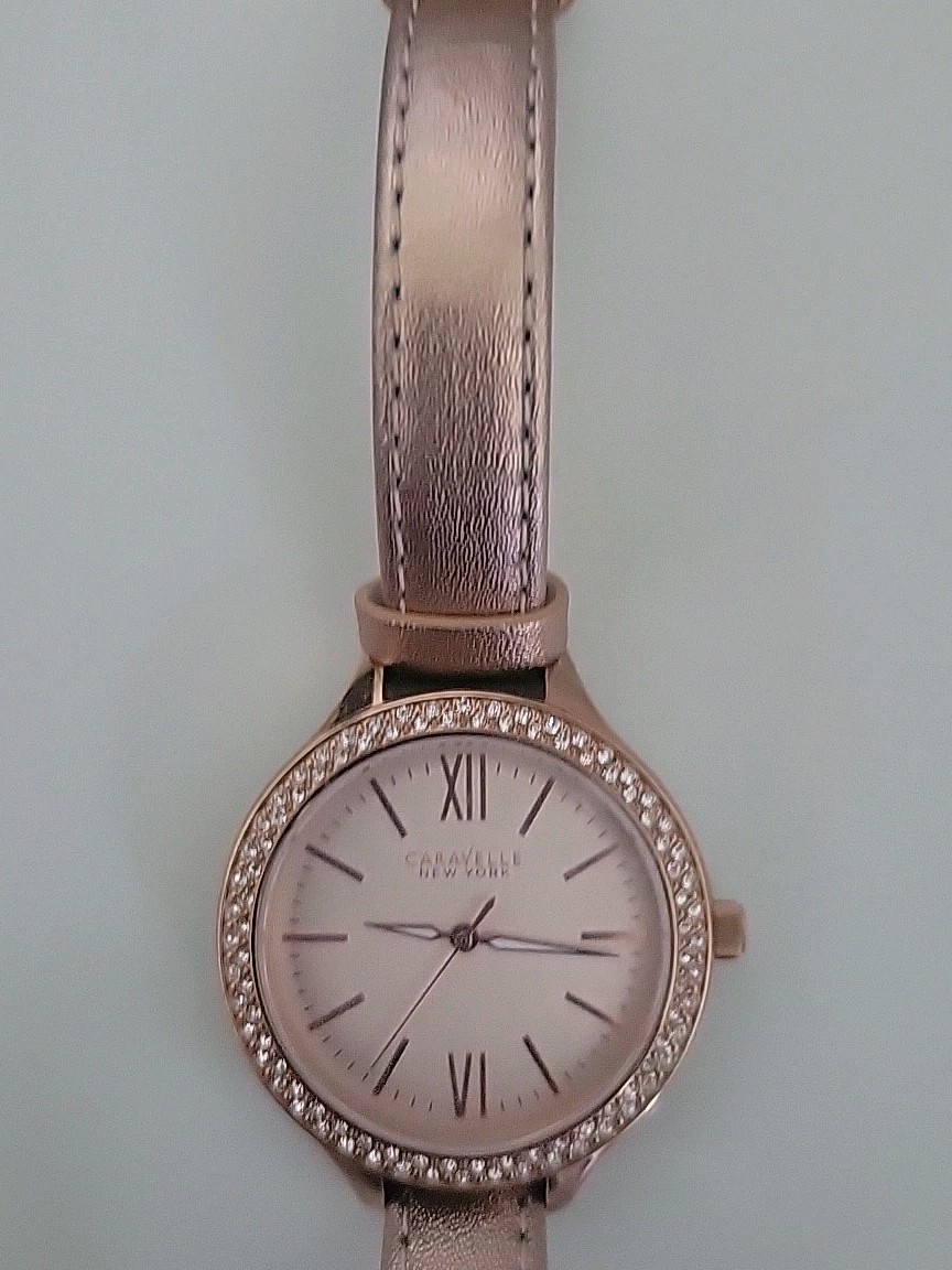 Caravelle New York 44L132 Women’s Analog Round Rose Gold Tone Crystal Watch