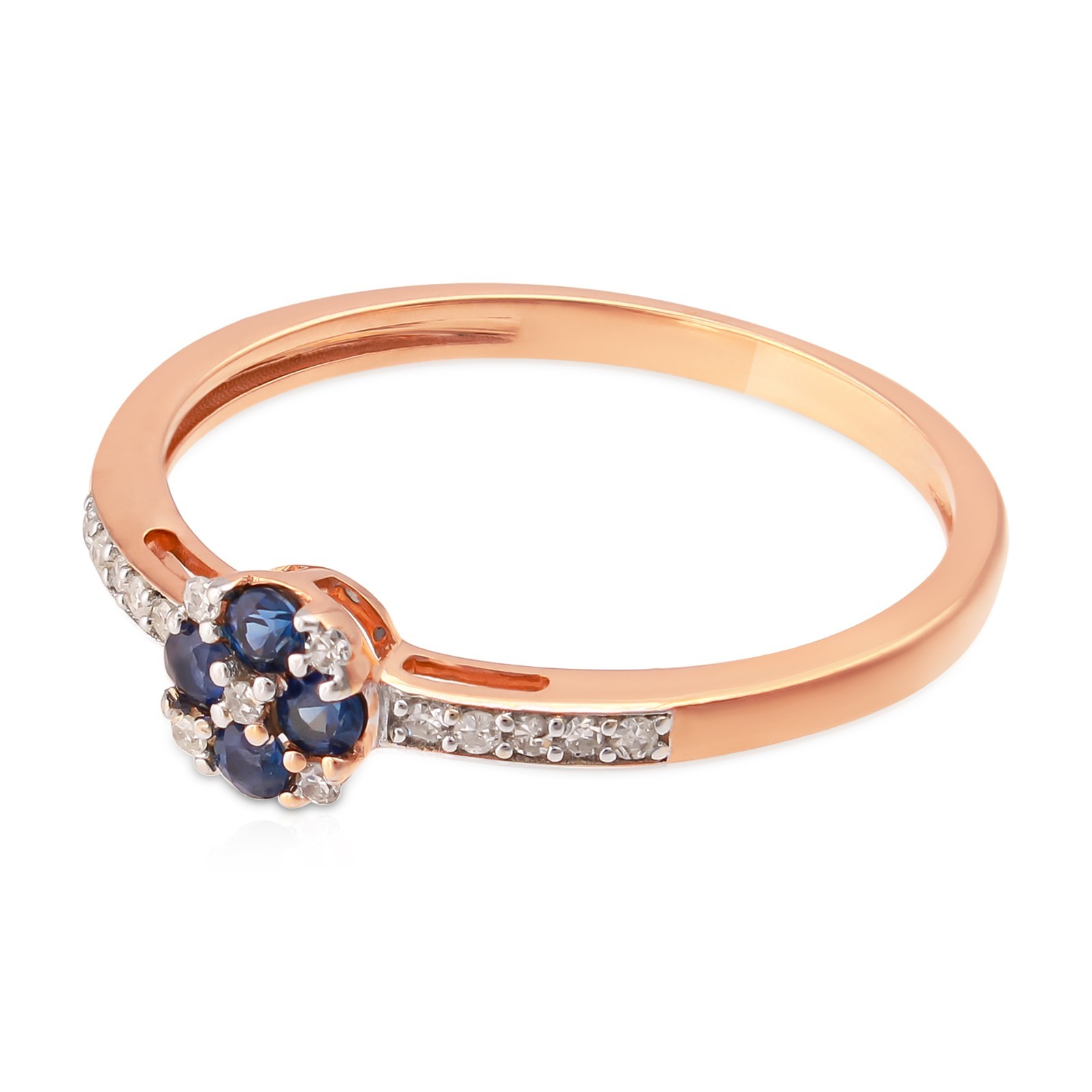 0.24 Tcw Blue Sapphire Diamond Flower Cluster Pave Ring 925 Sterling Silver Gift