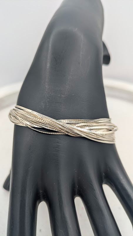 Vintage IBB Bracelet Liquid Silver 20 Strand Sterling Silver 925 Italy