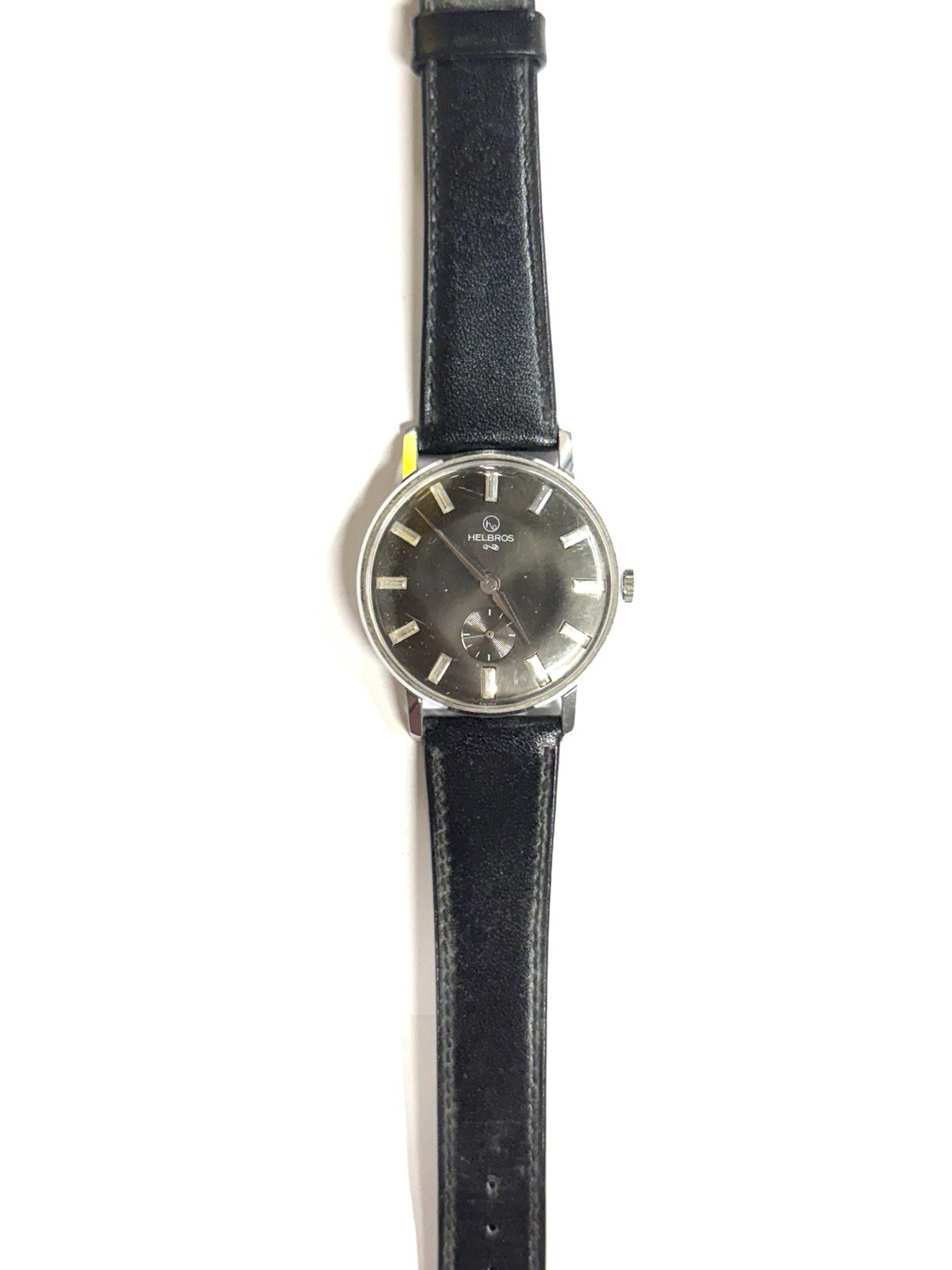 Vintage 60’s Helbros Manual Wind Wristwatch Swiss Made W/ Black Band From France