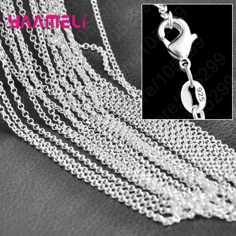Wholesale 10pcs 925 Sterling Silver 1mm Rolo Chain Necklace 16″-24″ Bulk Jewelry