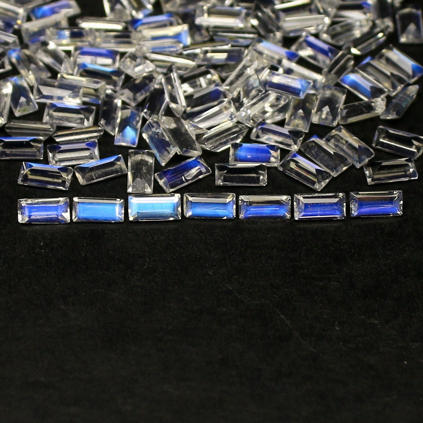Natural Blue Fire Rainbow Moonstone Lot 4×2 MM Baguette Shape Faceted Gem Lot