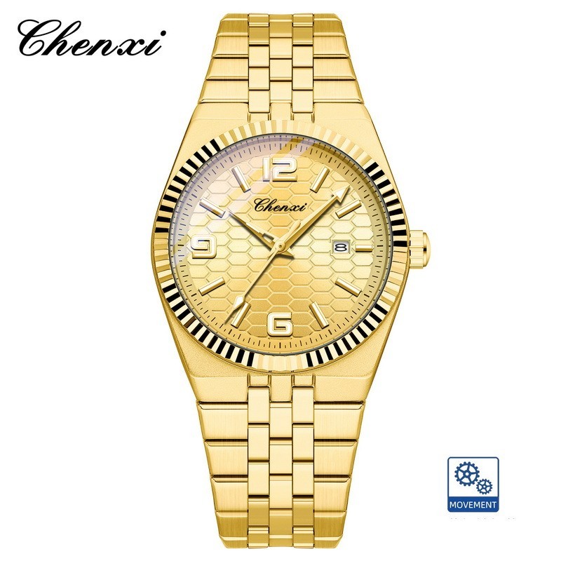 CHENXI Men’s Gold Luminous Calendar Casual Business Automatic Mechanical Watch