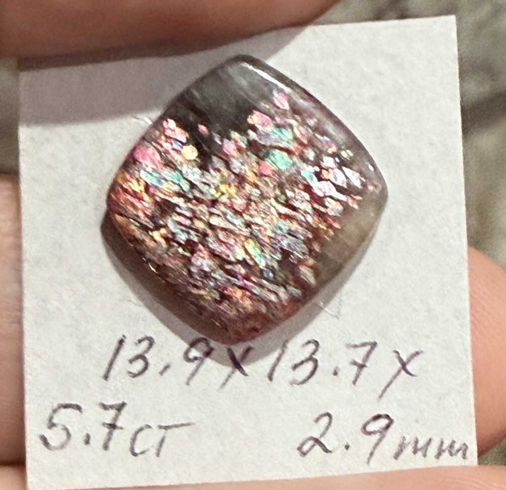 5.7ct 13.9×13.7×2.9mm Gemmy Rare Latice Black Moon Sunstone Cabochon Loose Gem