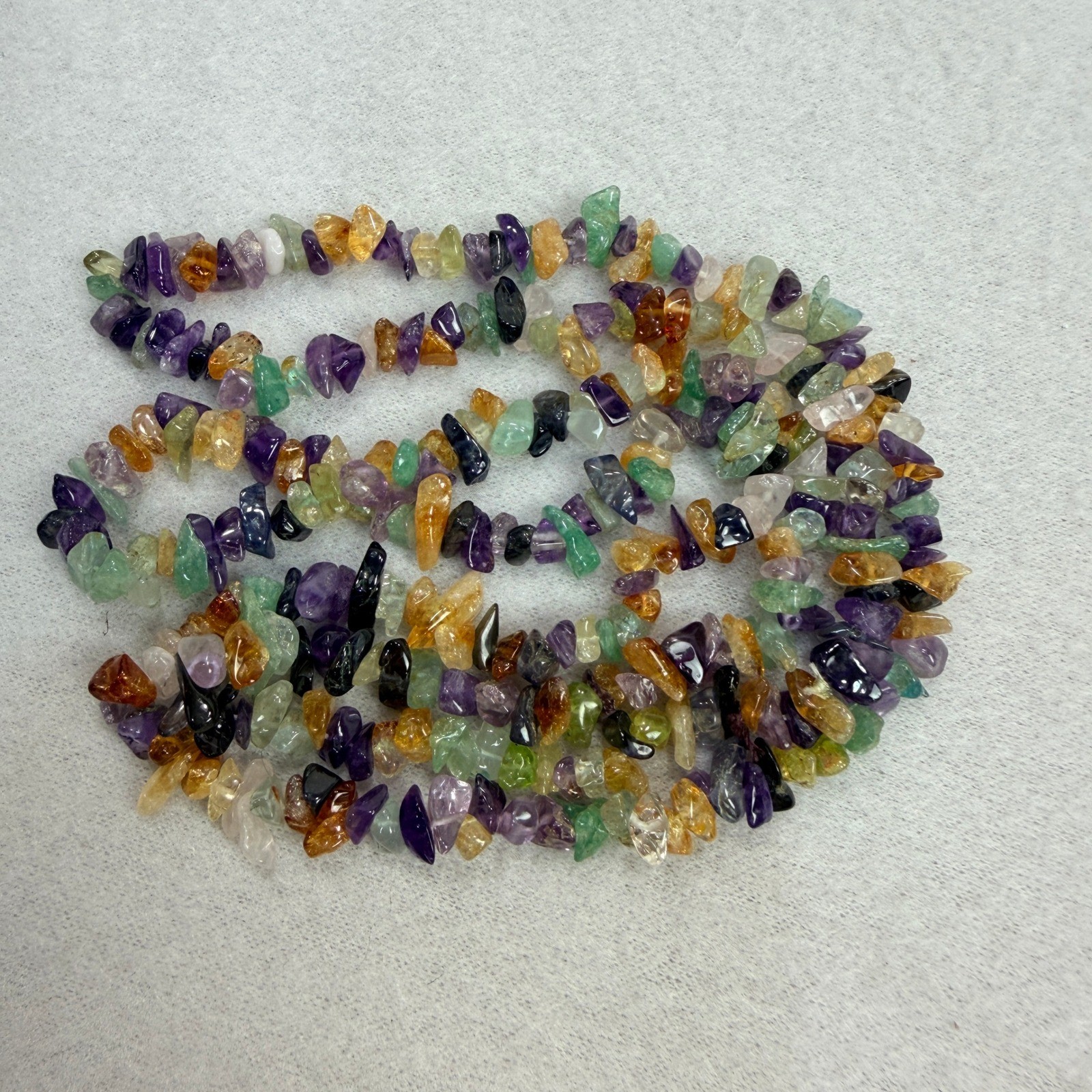 32in Multi Gemstone Chip Endless Necklace Amethyst Citrine Peridot Quartz Boho