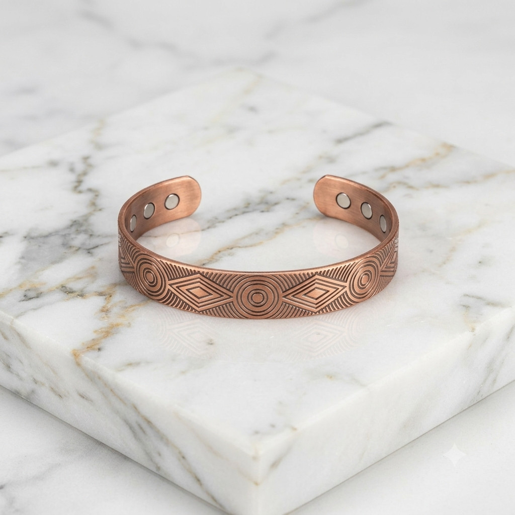 9 Pack Solid Copper Magnetic Bracelet Arthritis Pain Therapy Cuff Set Display