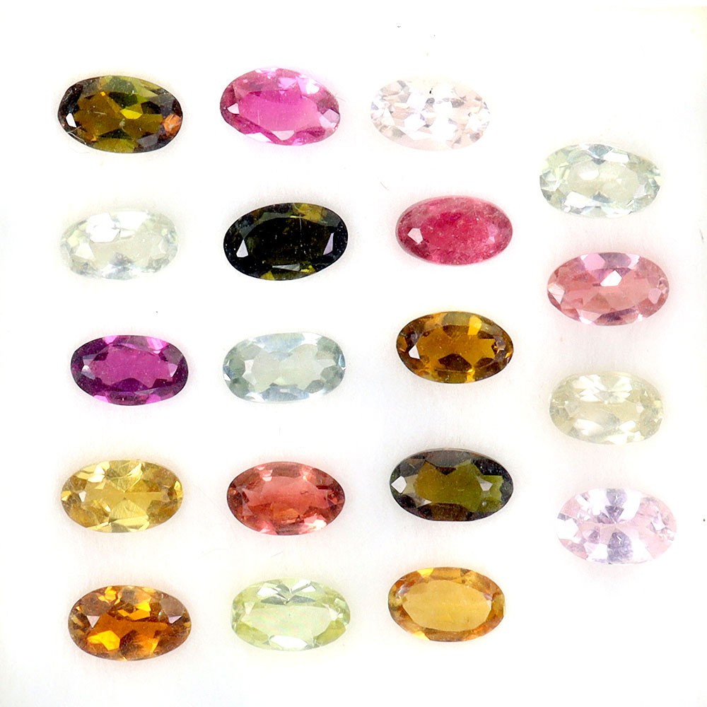 Oval Cut Natural Unheated Multi Color Tourmaline 19pcs 4.38ct 5x3mm Lot Gemstone