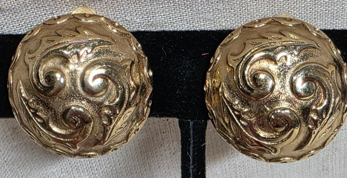 Vintage Givenchy Paris.New York Domed Clip-on Earrings