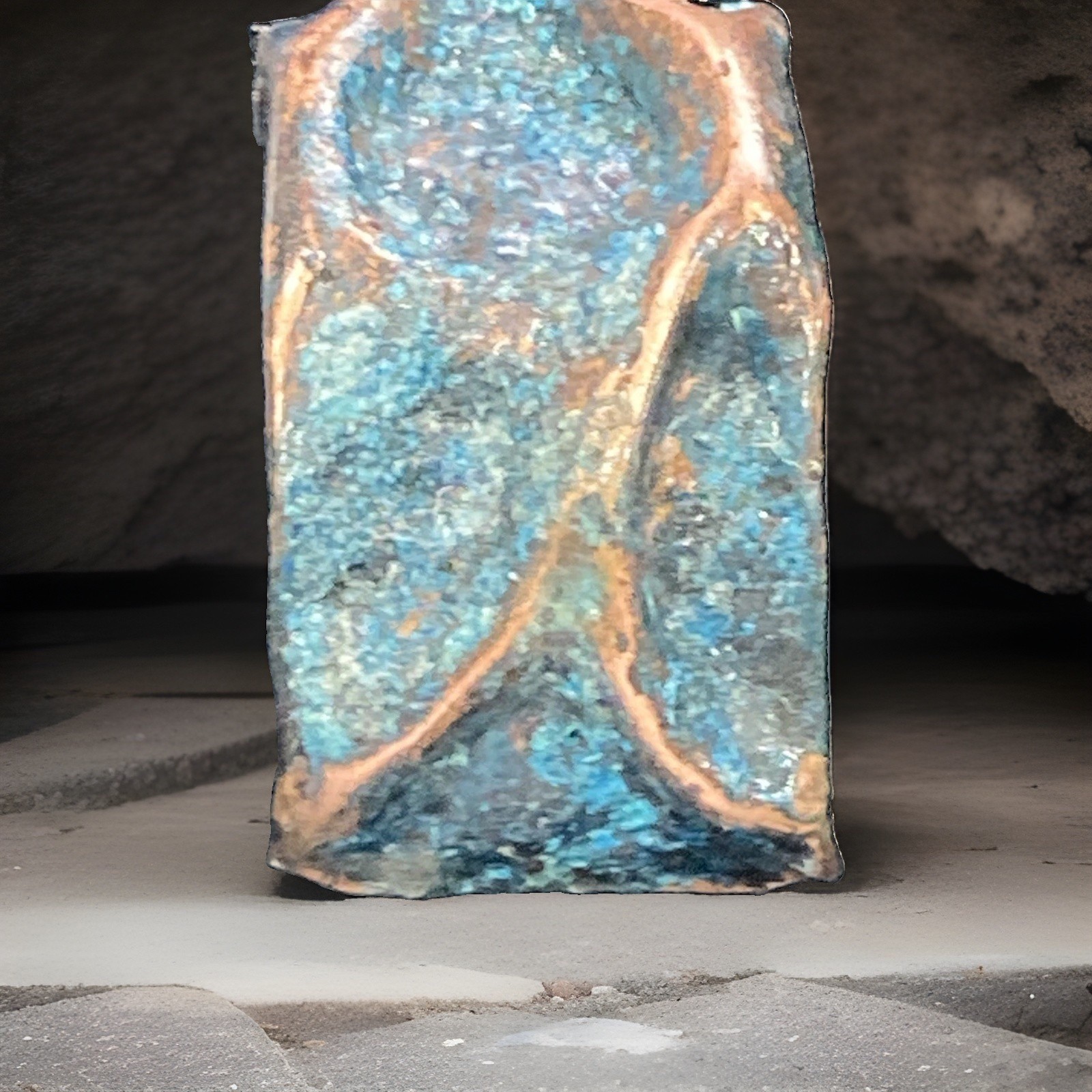 Wide Blue Patina Textured Copper Cuff Bracelet, size 6 to 6 1/4