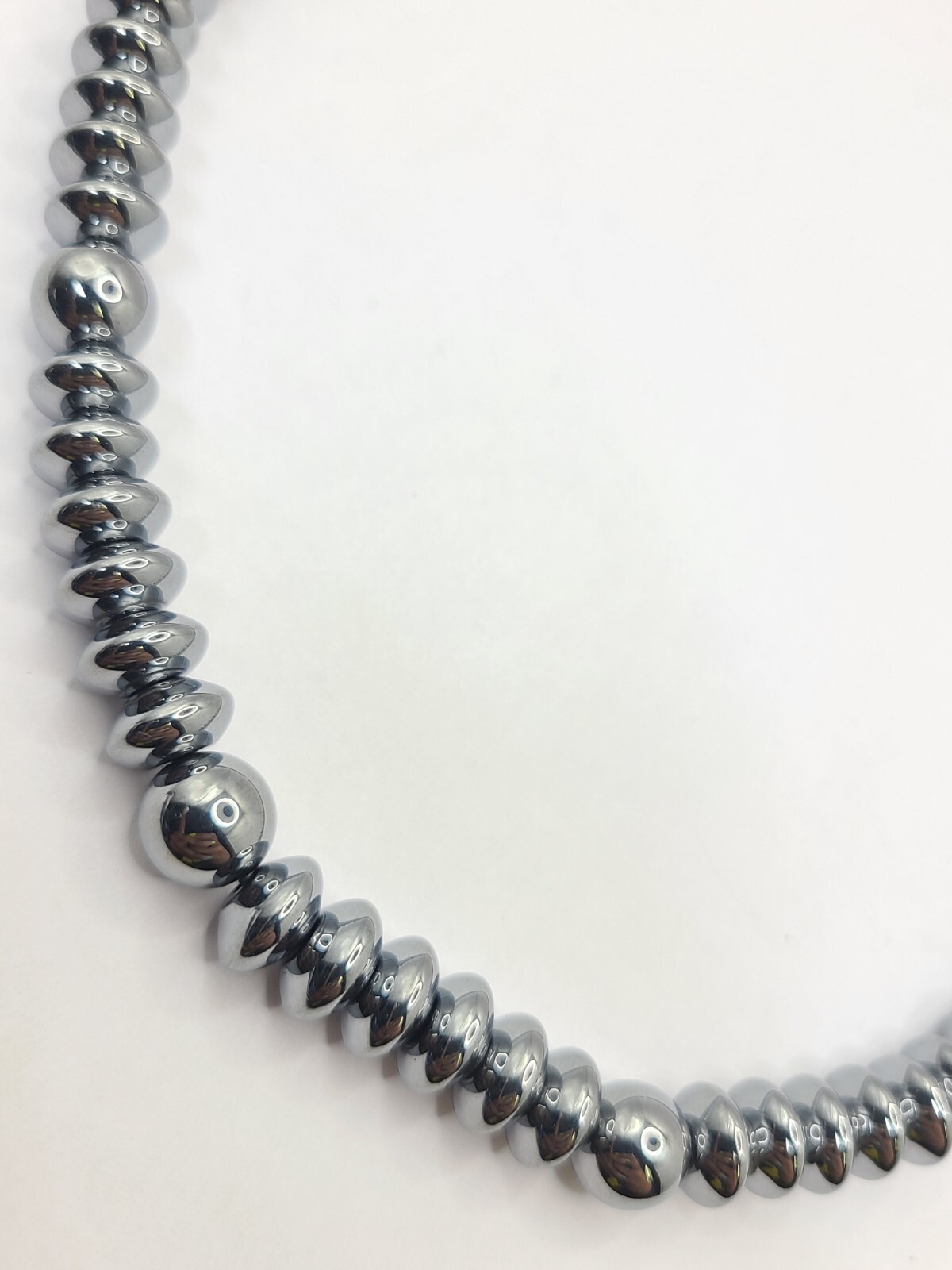 Terahertz 10mm Beaded Necklace 20 Inches Rhodium over Sterling