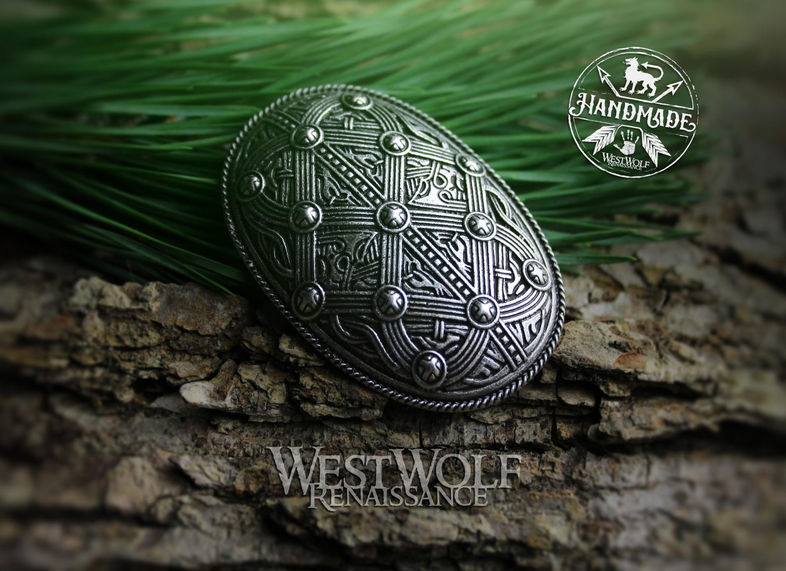Viking Borre Style Tortoise Brooch or Pin — Norse/Norway/Domed/Oval/Medieval