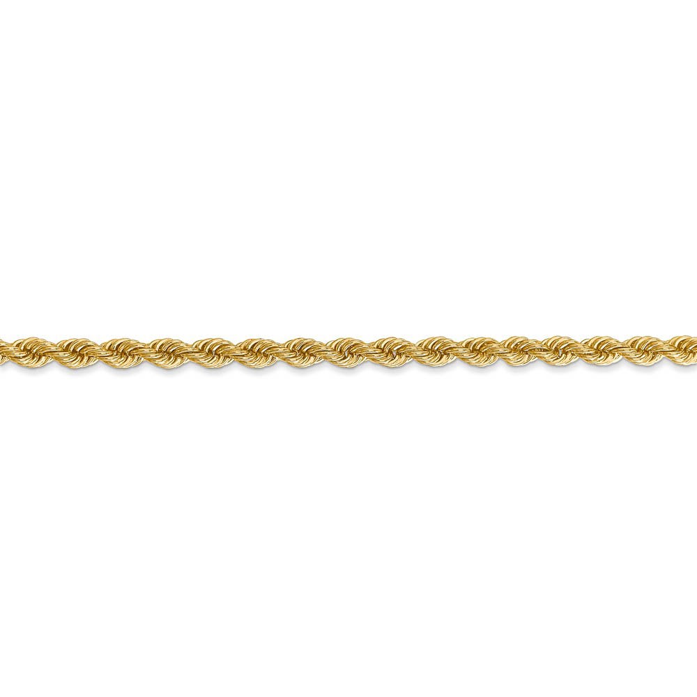 3mm, 14k Yellow Gold, Handmade Solid Rope Chain Anklet or Bracelet
