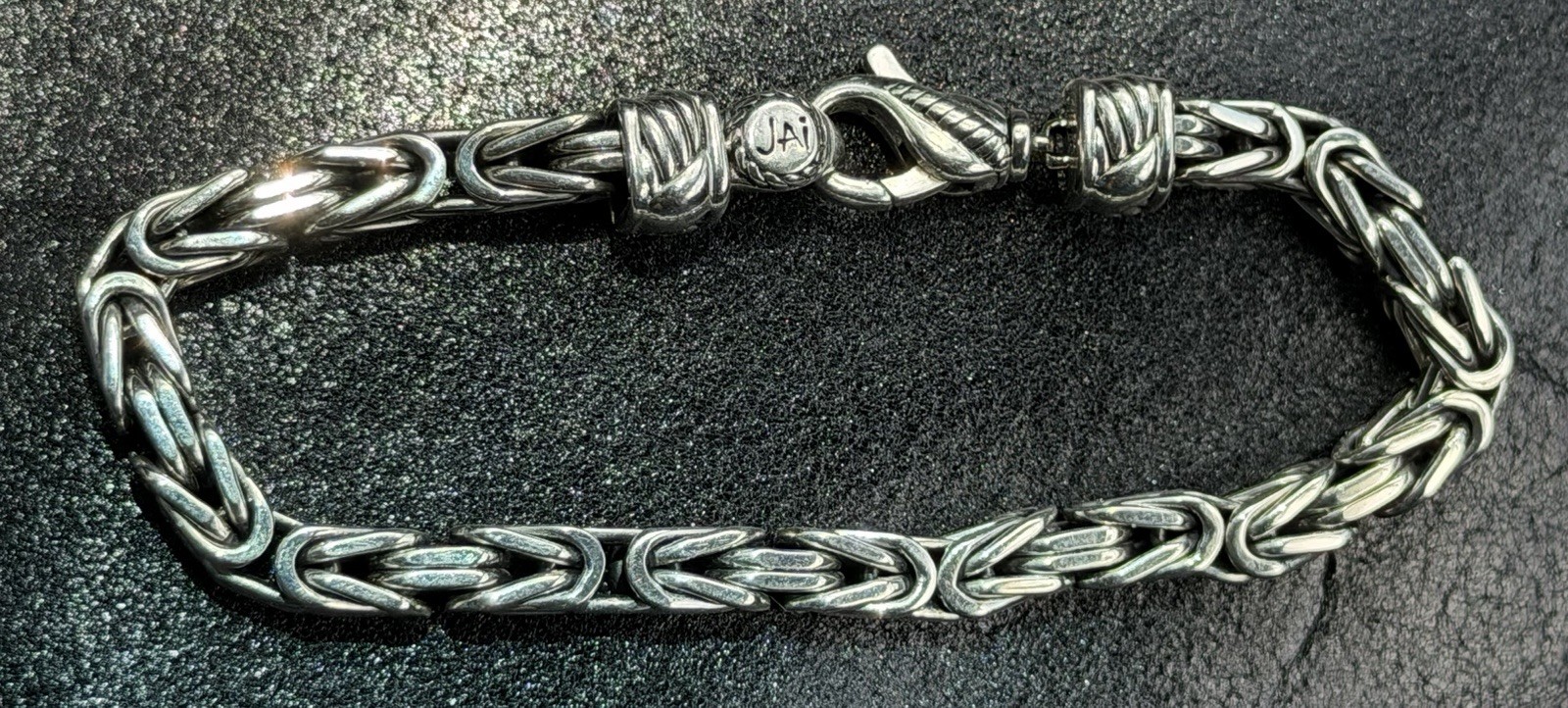 JAI John Hardy Sterling Silver Byzantine Box Chain Bracelet 7-1/2” 26.3g