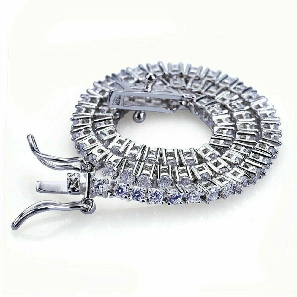 5 Ct Round Cut Lab Created Diamond 14K White Gold Plate Women’s Tennis Bracelet