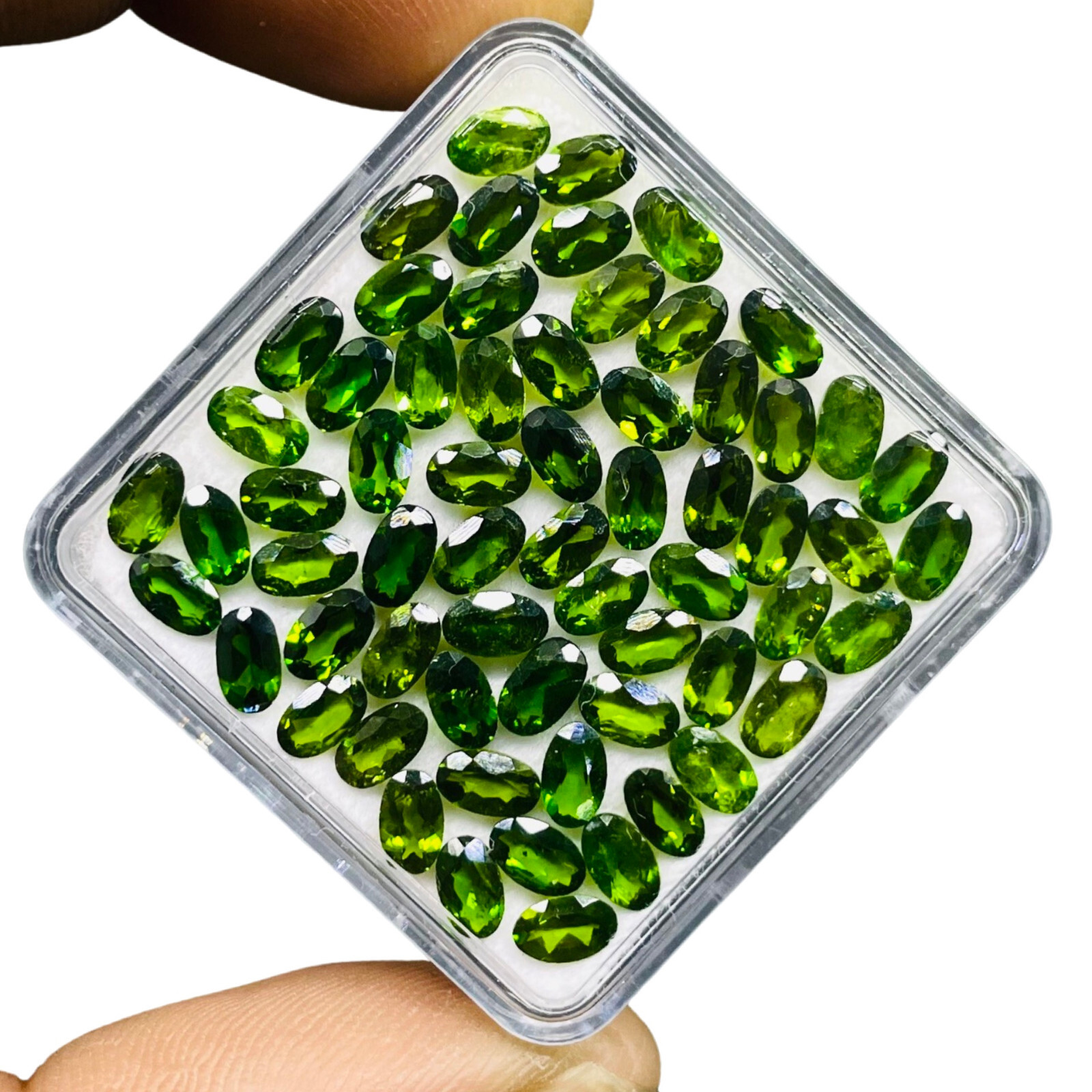 Natural Chrome Diopside 30 Pcs 5x3mm Oval Cut Vivid Green Loose Gemstones Lot