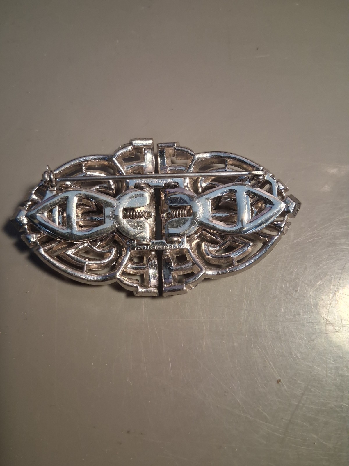 CORO DUETTE Brooch Dress Clip Set Rhinestone Art Deco 1930s RARE VERSION Signed
