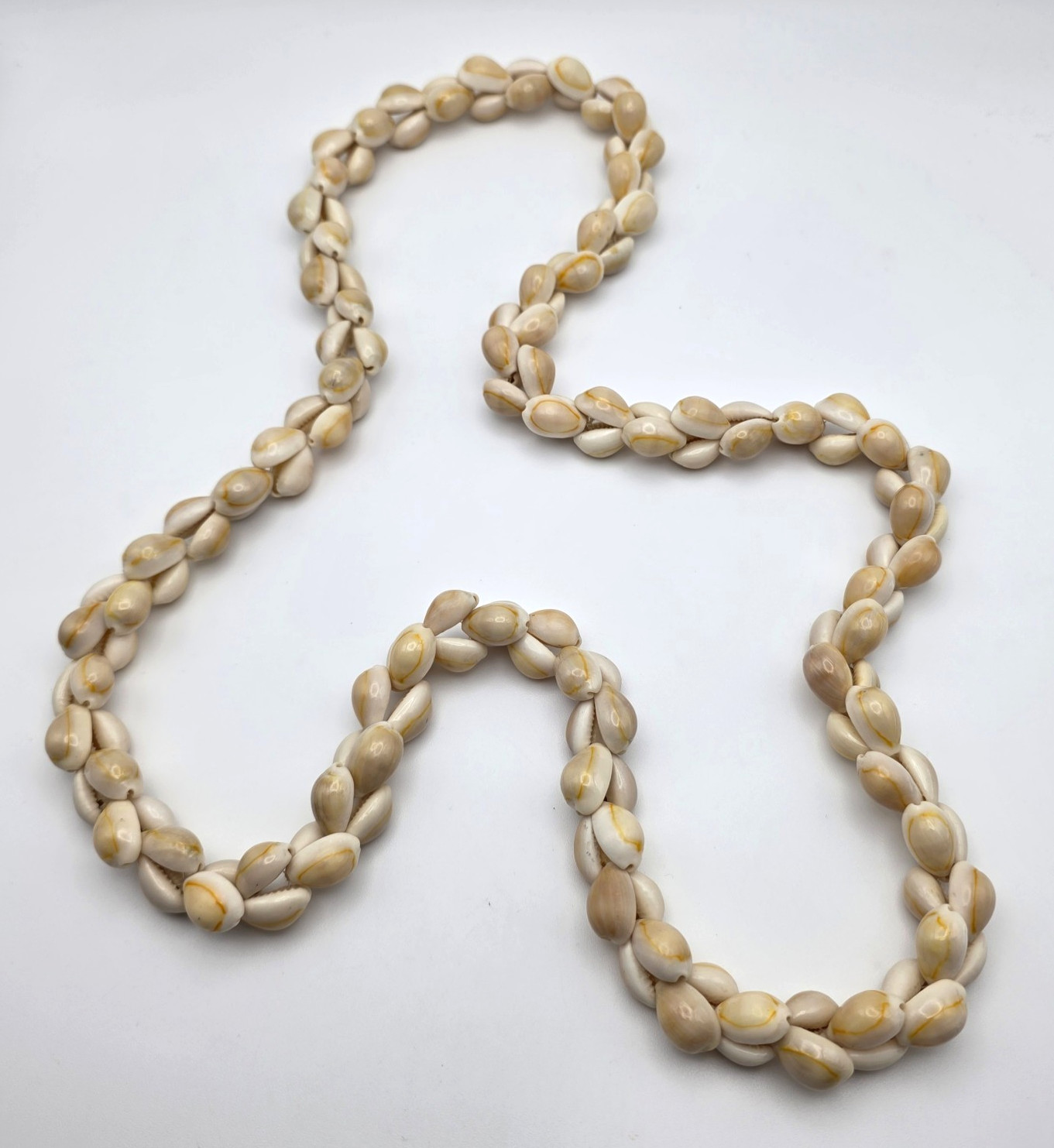 Natural Cowrie Shell Necklace 36 In Continuous Strand Boho Beach 18mm