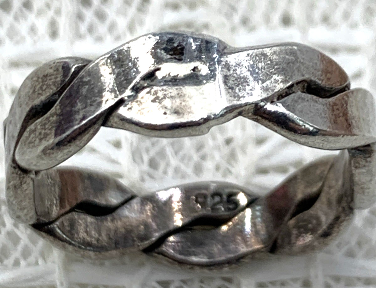 Sterling Silver Minimalist Braided Band Style Ring Size 7.75 5g