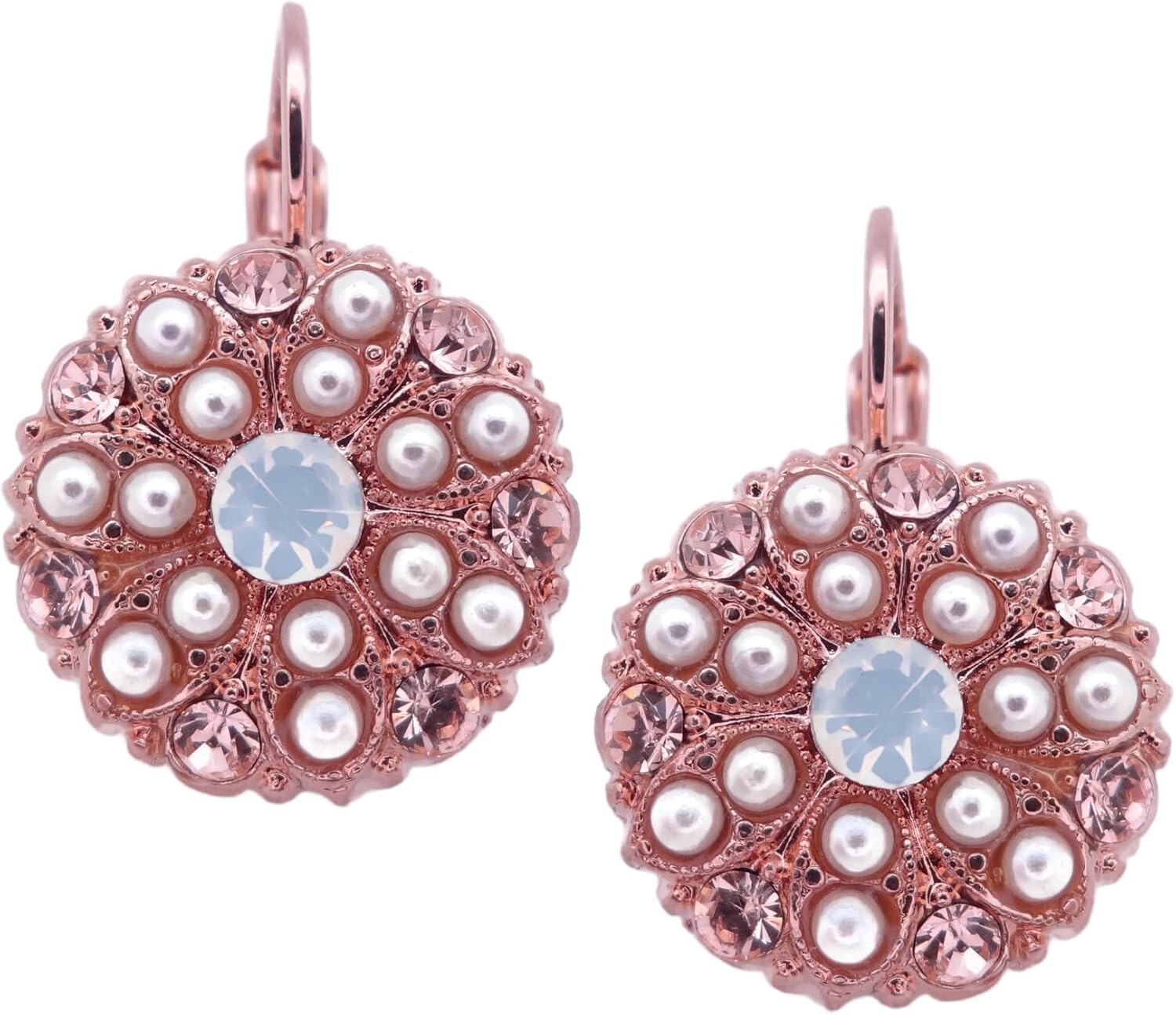 Mariana Cookie Dough Rose Gold Earrings in Peach & White Crystal Mix 1144 NWT