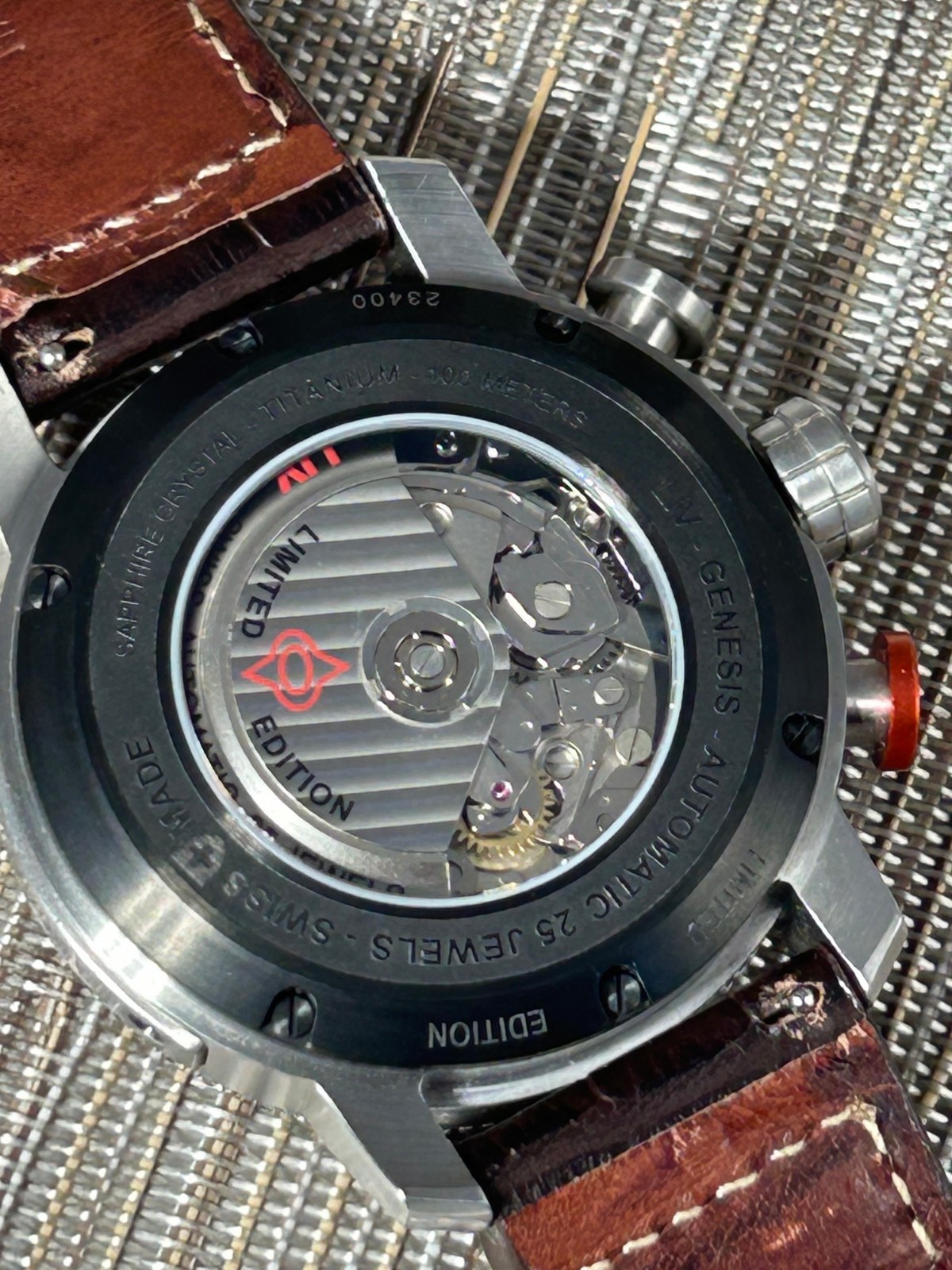 LIV P-51 Genesis Titanium 46mm Gray Day Date Swiss Automatic Chronograph RARE LE
