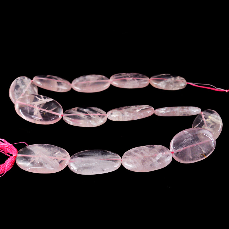 465.00 Cts / 16 Inches Natural Untreated Drilled Pink Rose Quartz Beads Strand