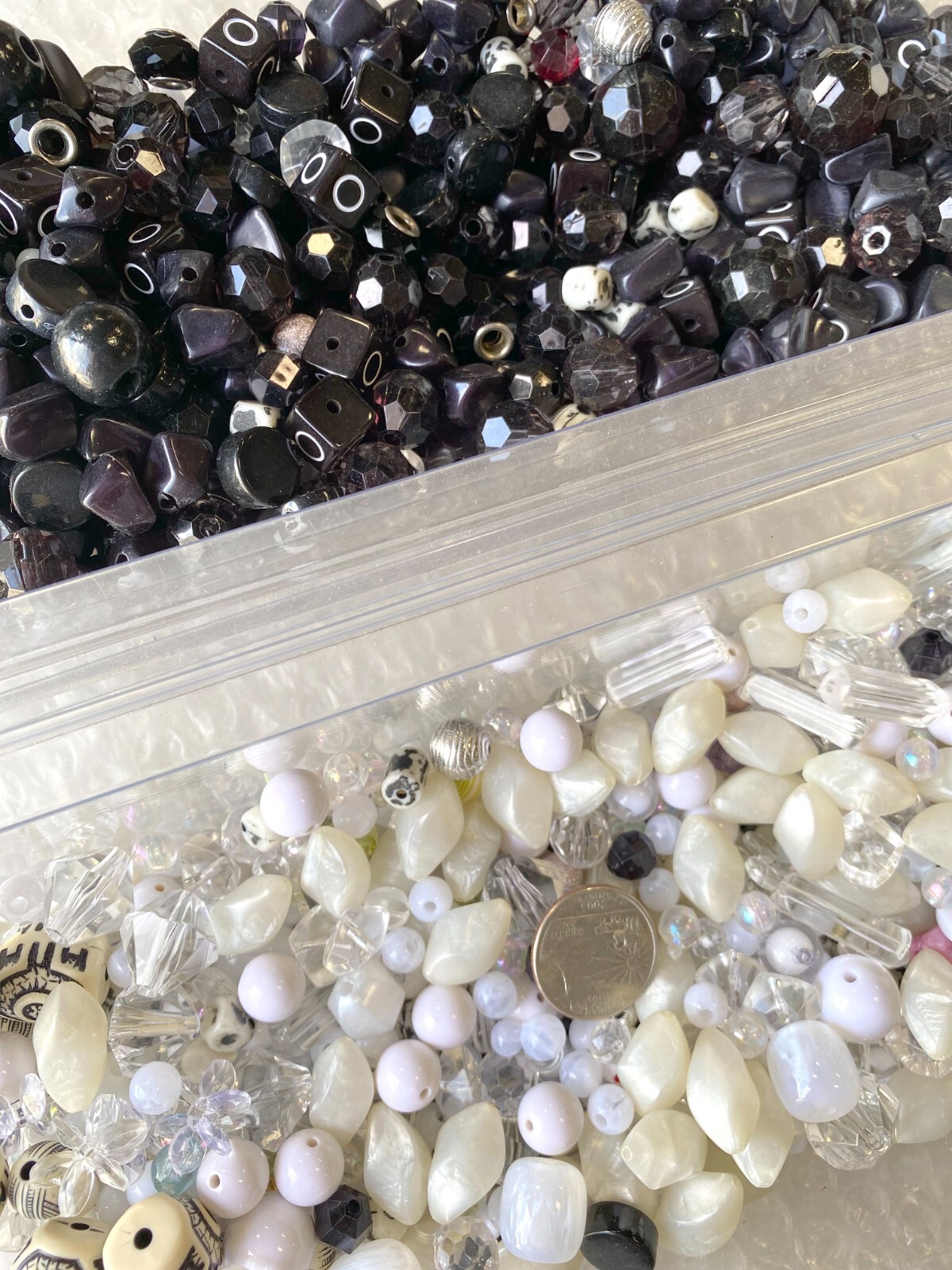Beads for Jewelry Making Plastic Beads Mix Shape Color 1 lbs Black and White