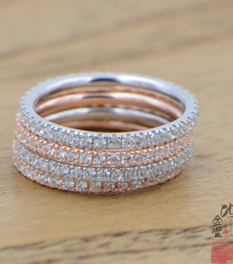 White Gold Plated Woman Girl Eternity Infinity Tennis Forever Love CZ Ring PE24