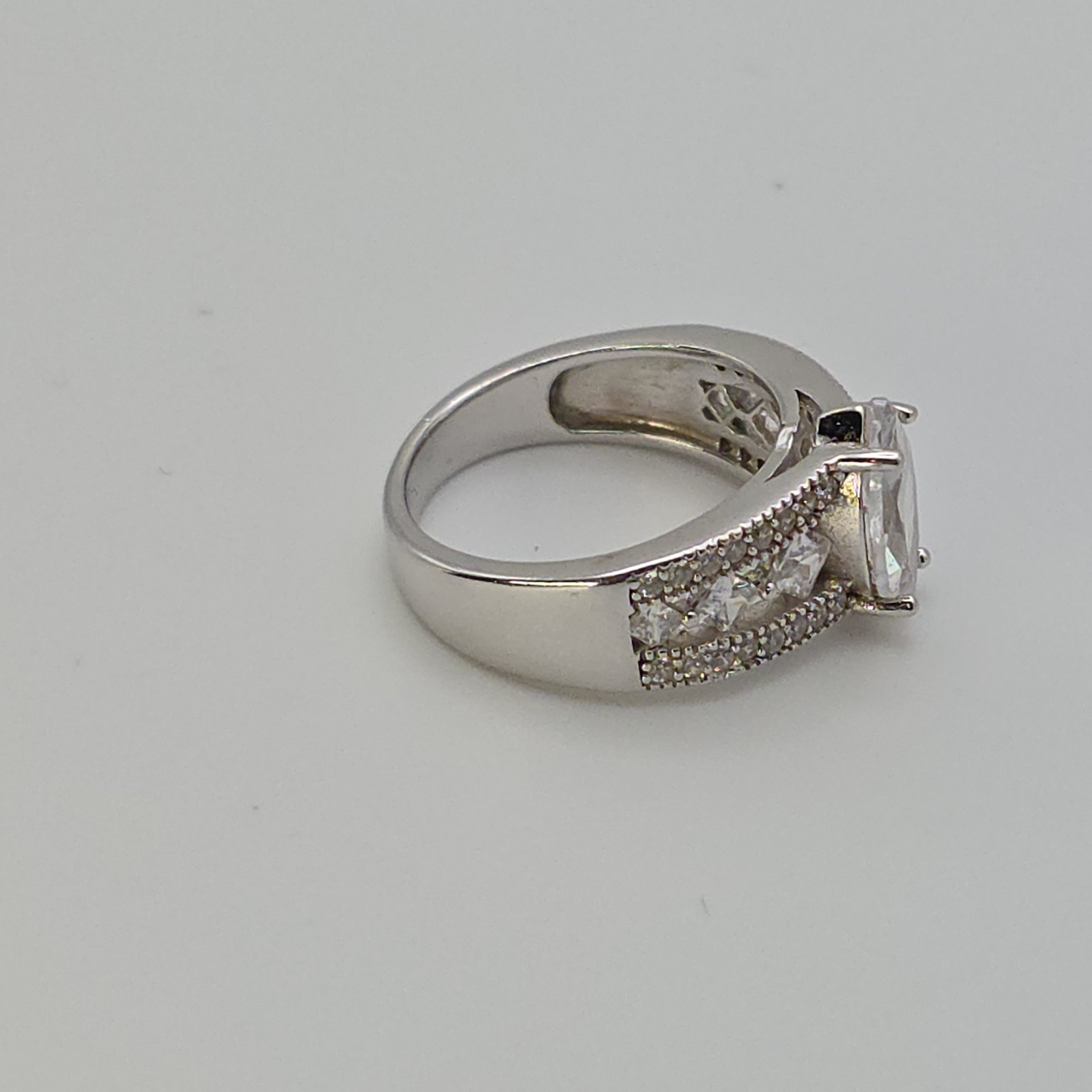 FUZION CREATIONS FZN Ring 925 Sterling Silver Marquise Cut Cubic Zirconia Size 7