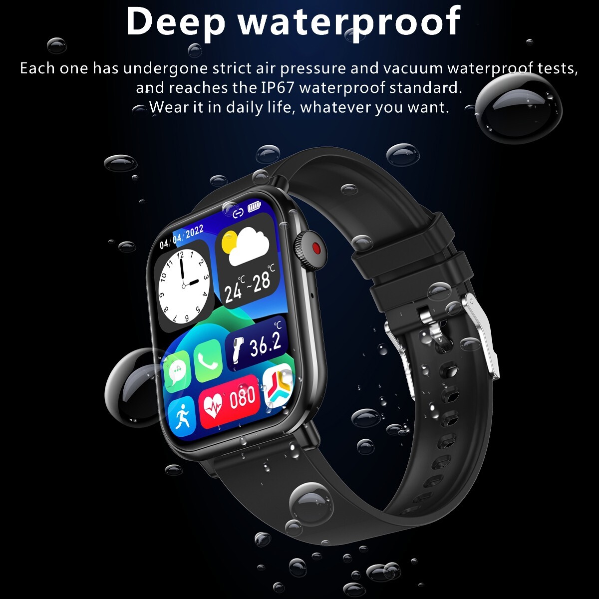 Smart Watch Bluetooth Call Heart Rate BP Monitor Waterproof Watch♬