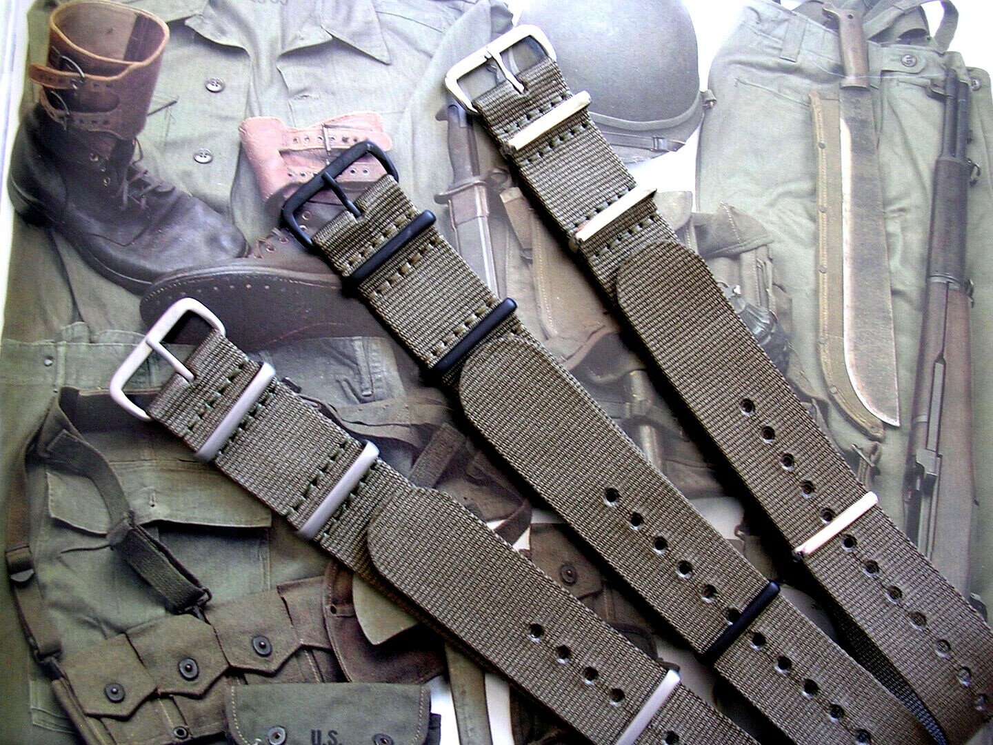 NATO G10 ® Khaki Green HD nylon Military Dive watchband RAF strap bond IW SUISSE