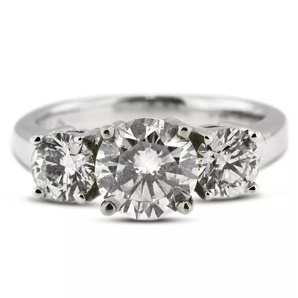 3-Stone Engagement Ring 14K Gold Classic 1.31 CT Round Lab-Grown Diamond D VS1