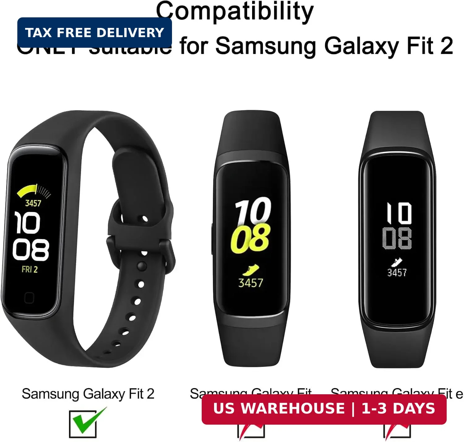 Wanme Replacement Bands for Samsung Galaxy Fit 2 Band Women Men, 3 PACK Silicone