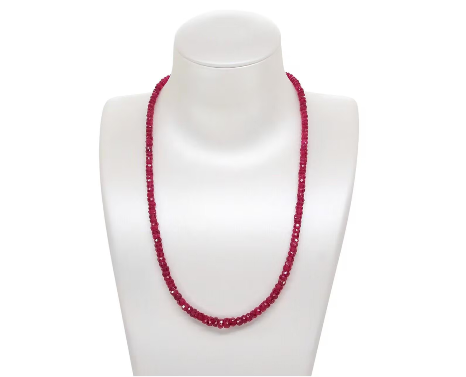 Jedi Red Spinel Beads Necklace with 9K Gold Clasp 18 inch Gemstone Necklace