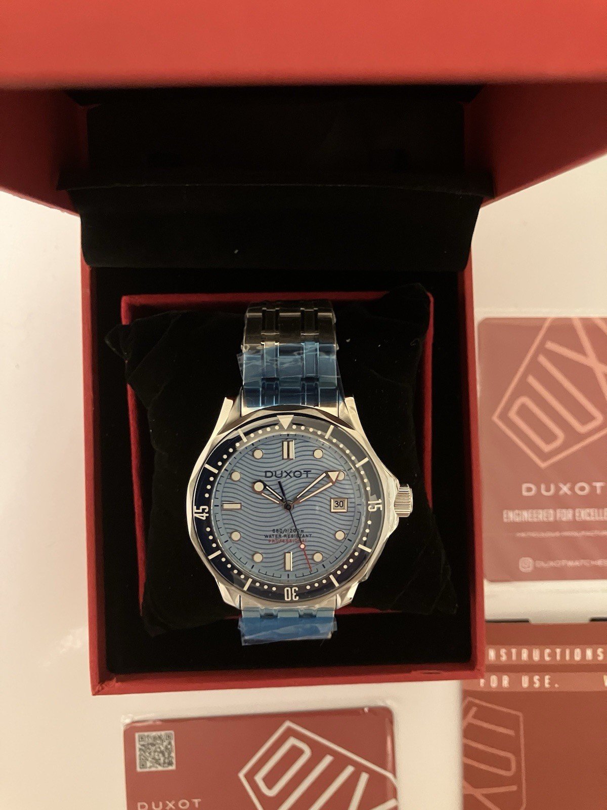 Duxot Henri Diver 200M Watch, Ice Blue, 41mm, Automatic, TMI NH35A Caliber, NIB