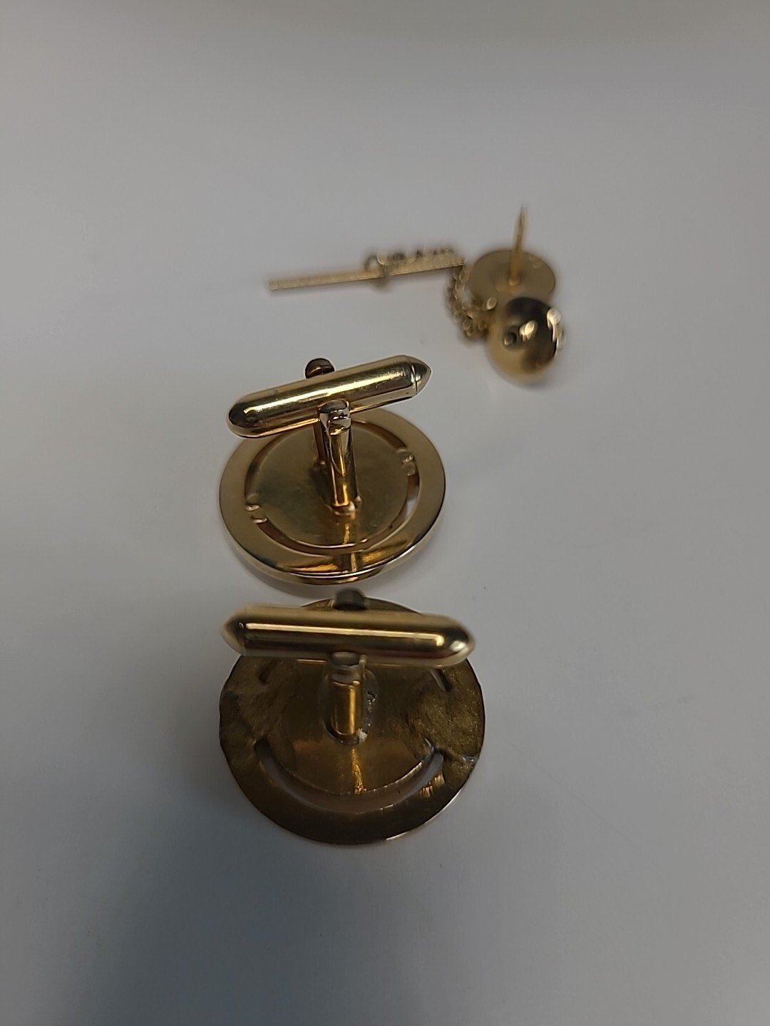 AntiqueVintage Rare Swank Micro Mosaic Pietra DuraSpider Web CufflinkTietack Pin