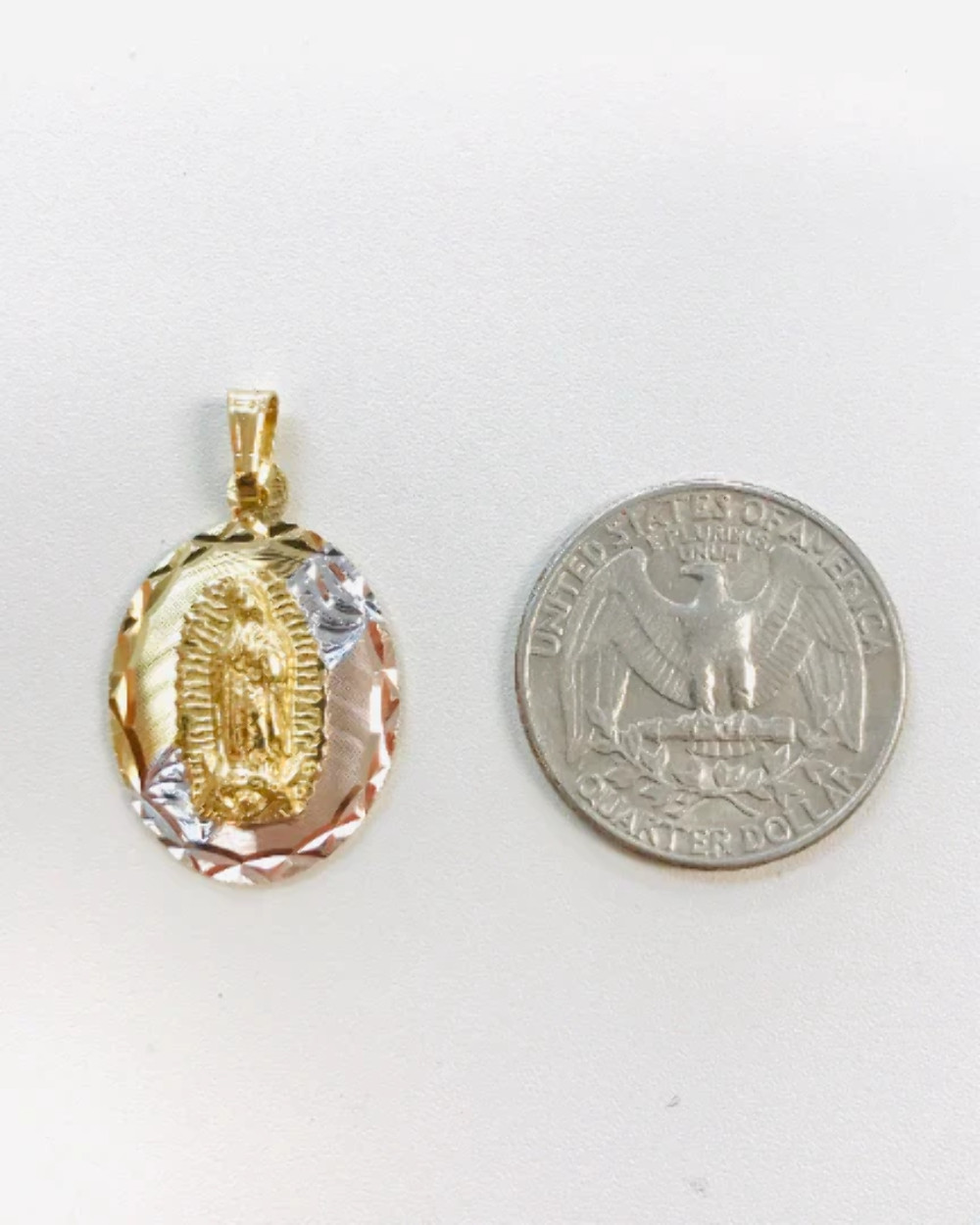 14K Real Gold Filled Virgen De Guadalupe Necklace 20”, Cadena Y Medalla Set Oro