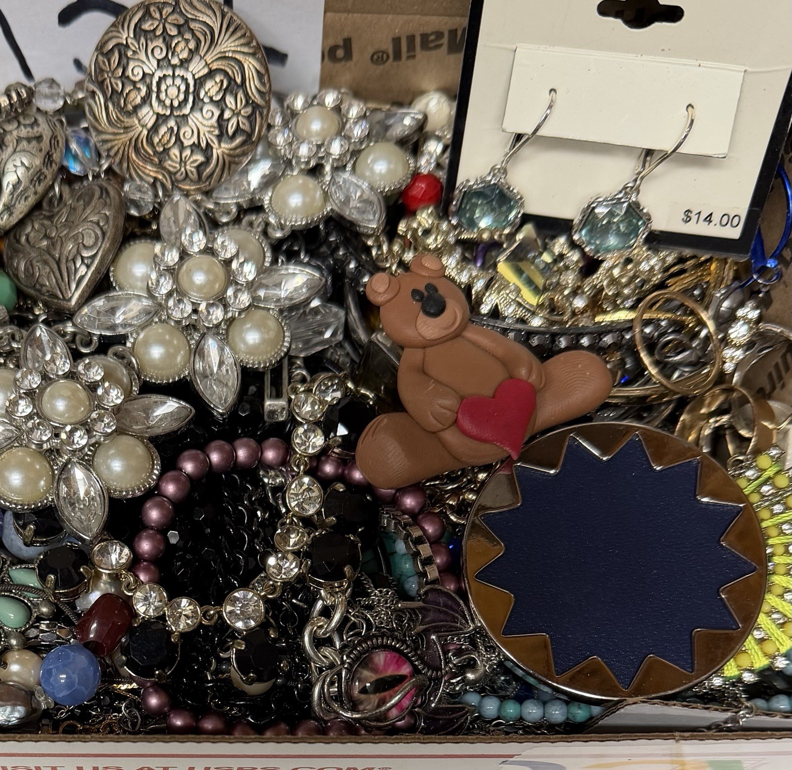 Vintage & Modern Some Signed Costume Jewelry Lot Full Small Priority Box # 132