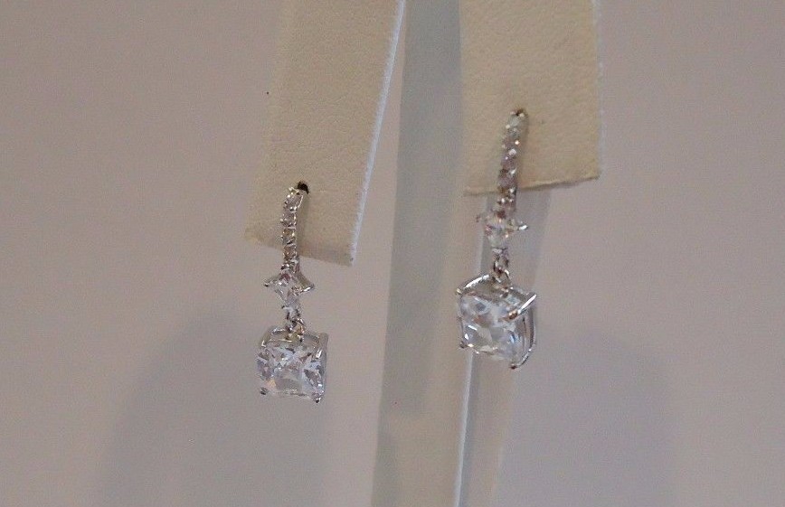 925 STERLING SILVER EARRINGS DANGLING POST STUD / DIMENSION 22MM BY 7MM