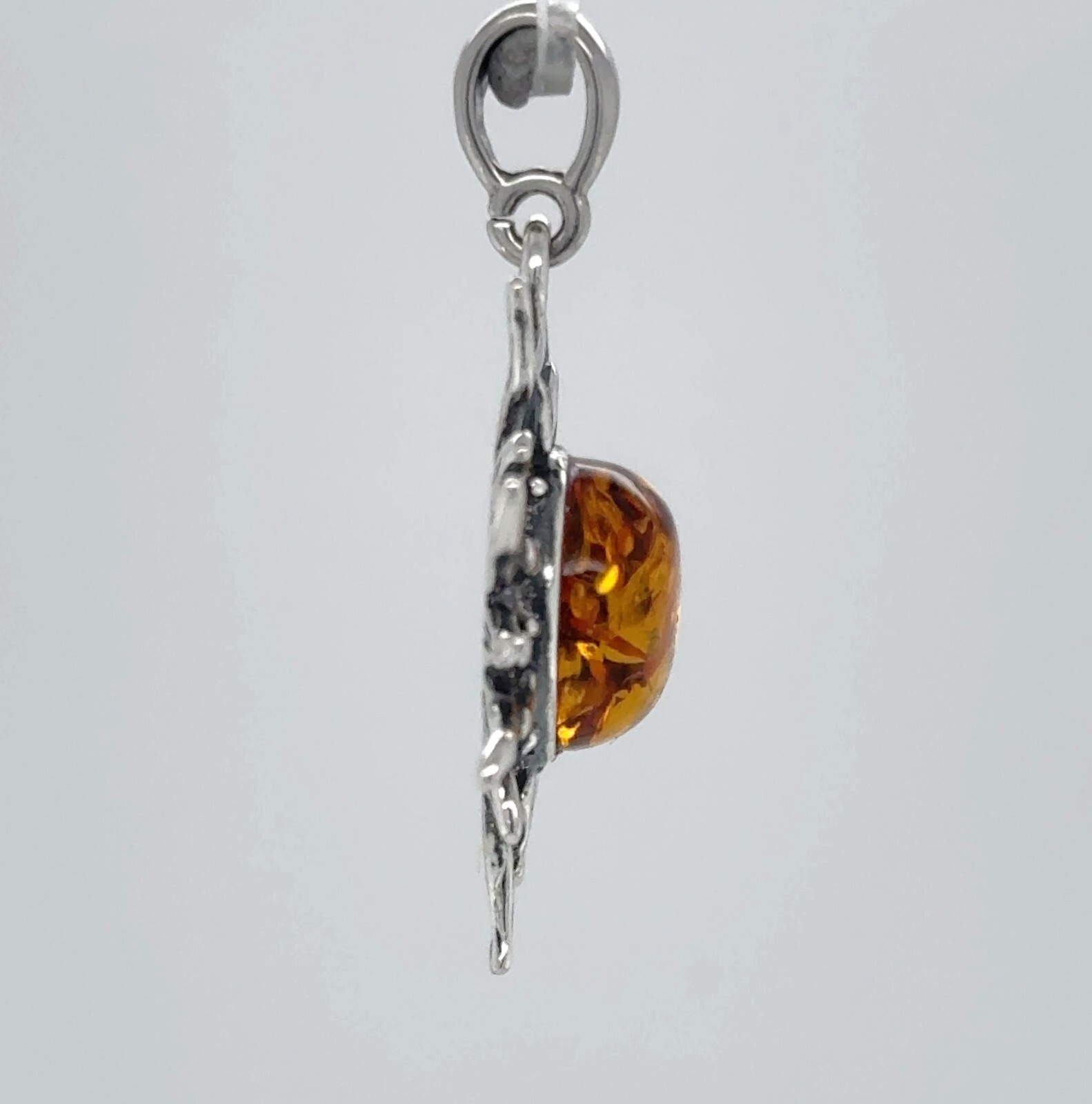 Cognac / Brown BALTIC AMBER Sun Star Pendant 925 STERLING SILVER Natural #2417e
