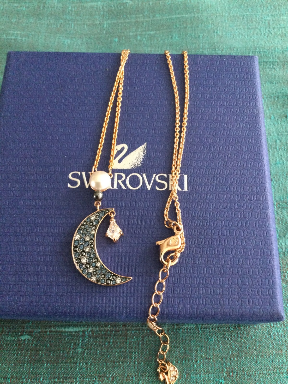 Genuine Signed Swarovski SUBLIMA Moon Pendant, Boxed with Tag