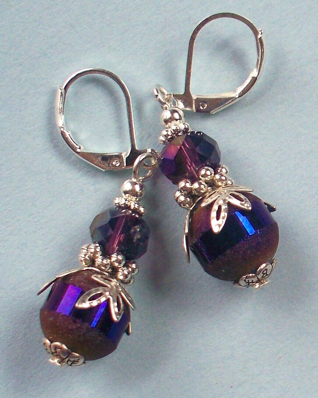 Frosted CRYSTAL LACY LOOK drops Leverback handcrafted YOU CHOOSE