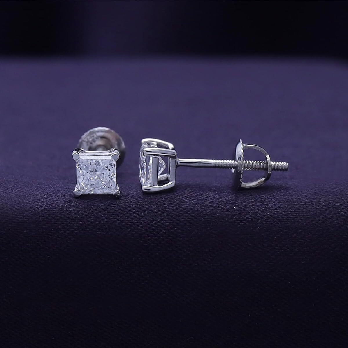 0.50 Ct to 1.00 Ct Solitaire Stud Earrings Lab Grown Diamond 14K White Gold