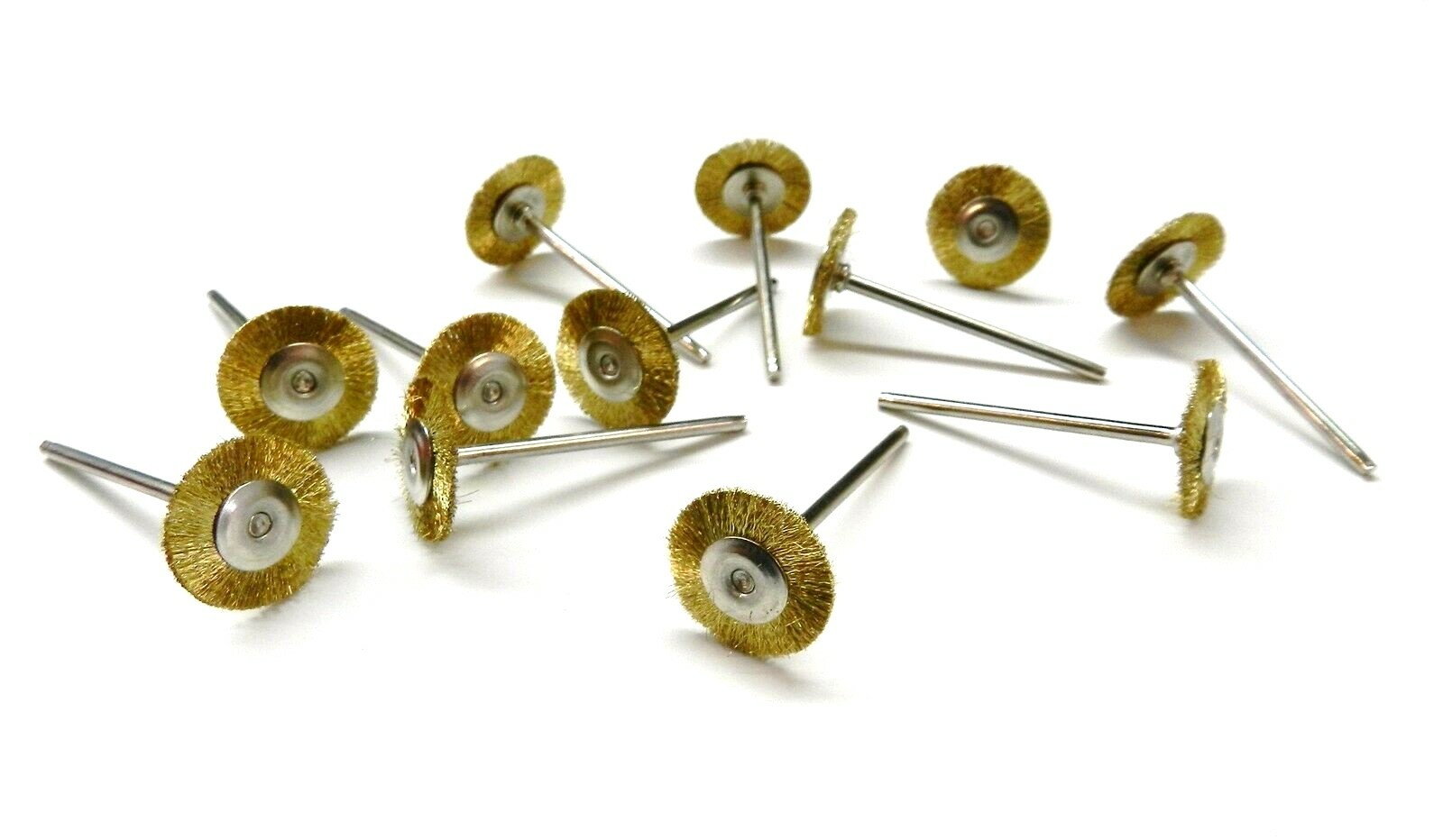 Crimped Brass Wire Wheel Brush Mounted 3/4″ Diameter on 3/32″ Shank 12 Pcs